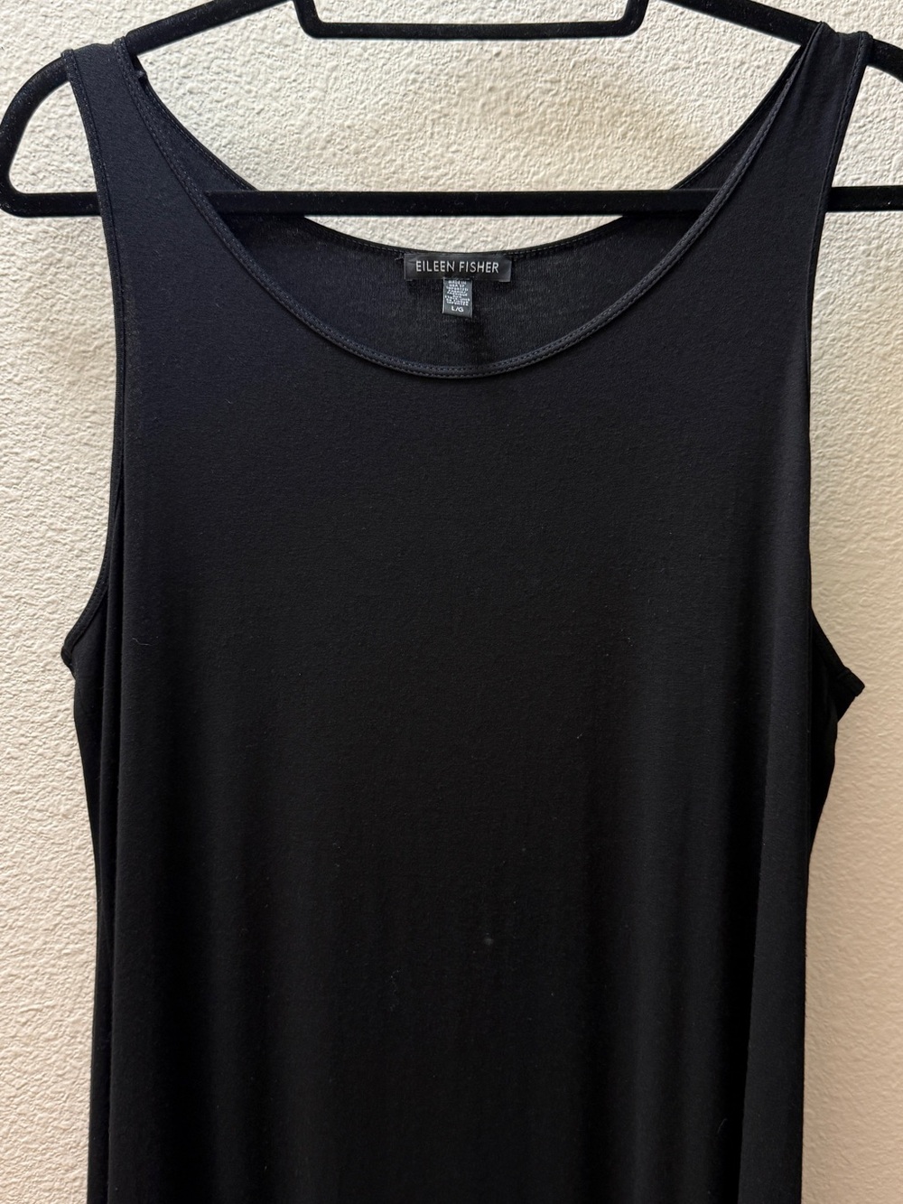 Eileen Fisher Maxi Tank Dress L Black Viscose Jersey - Picture 3 of 8